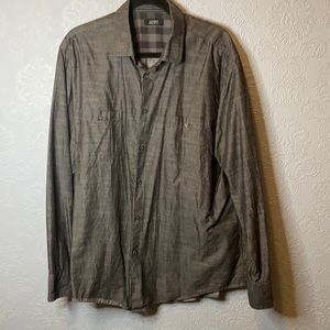 Alfani black chambray button up shirt